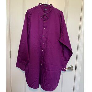 Izod Purple Long-Sleeve Button-Up Shirt Sz 19 Twill Wrinkle Free Classic Fit